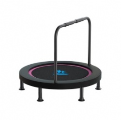 40-inch folding trampoline with door-shaped handrails in rose red/green