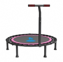 48-inch folding trampoline with handrails, rose red/green. Large quantity available. Colors can be customized.